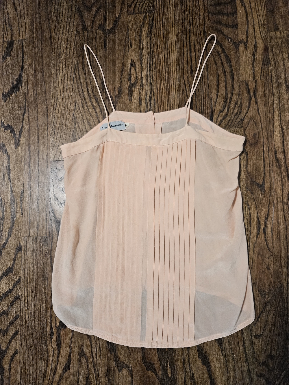 Vintage 70s 100% Silk Pleated Cottagecore Spaghetti Strap Camisole - Blush